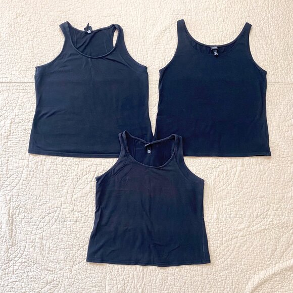 Eileen Fisher Cotton Lycra Blend Jersey Tank Top Womens Large Lot of 3 - Picture 1 of 7